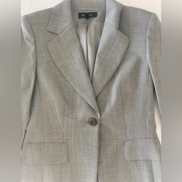 ESCADA Blazer 8 / 38 Black White Check w Faux Shirt Lace Cuffs Lightweight Wool - Picture 6 of 13